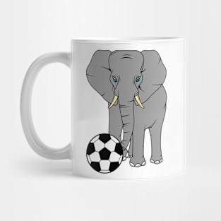 Cute elephant is playing soccer with a ball Mug